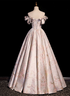 Pink Statin Off Shoulder Floral Long Party Dress, Pink Sweetheart Prom Dress Evening Dress