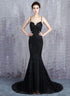 Beautiful Mermaid Black Straps Long Formal Dress, Black Evening Dress Prom Dress