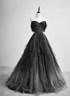Black Tulle Gradient Long Party Dress with Beadings, Black Evening Dress Prom Dress