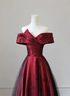 Red and Black Satin Party Dress Prom Dress, A-line Satin Evening Dress