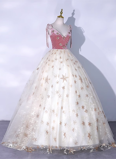 Lovely Ivory Tulle Ball Gown Straps Party Dress, Ivory Sweet 16 Dress Formal Dress