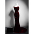 Wine Red Mermaid Straps Beaded Long Formal Dress, Wine Red Evening Dress Prom Dress