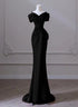 Black Satin Sweetheart Straps Long Formal Dress, Black Long Prom Dress