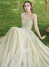 A-line Green Tulle Sweetheart Off Shoulder Prom Dress, Green Long Evening Dress