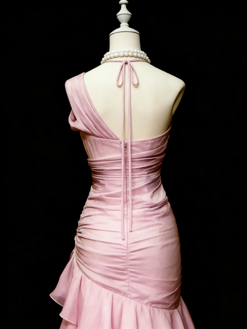 Chic Pink Ruffle Floor Length Evening Dress Prom Dress, Pink Charming Formal Gowns