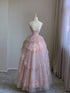 Pink Straps A-line Tulle and Lace Long Formal Dress, Pink Tulle Floor Length Prom Dress