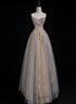 A Line Sweetheart Tulle and Lace Long Prom Dress, Tulle Long Evening Dress