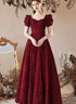 Wine Red Sweetheart Floral A-line Prom Dress, Wine Red Evening Dress Party Dress