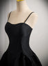Black Satin Straps Simple Knee Length Party Dress, Black Homecoming Dress