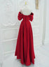 Pretty Red A-line Simple Long Party Dress, Red Satin Prom Dress
