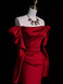 Elegant Wine Red Mermaid Long Sleeves Evening Dress, Wine Red Prom Dress