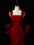 Wine Red Satin Straps Mermaid Long Formal Dress, Wine Red Prom Dress Evening Dress