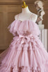 Pink Tulle Ball Gown Straps Layers Party Dress, Pink Sweet 16 Dress Formal Dress