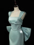 Satin Straps Mermaid Low Back Prom Dress, Long Satin Evening Dress Formal Dress