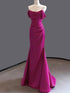Chic Mermaid Off Shoulder Floor Length Party Dress, Scoop Satin Formal Dress