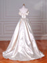 Ivory Satin Off Shoulder A-line Prom Dress, Ivory Sweetheart Long Party Dress