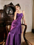 Purple Satin Straps Sweetheart Long Formal Dress, Purple Satin Evening Dress Prom Dress