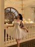 Ivory Straps Chiffon Short Simple Graduation Dress, Ivory Short Party Dress Formal Dress