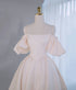 Ivory Satin Beaded Off Shoulder A-line Party Dress, A-line Long Satin Prom Dress