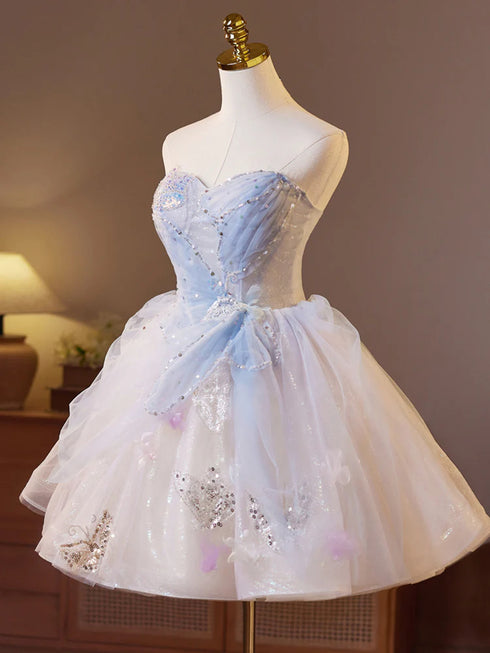 Cute Tulle Short Sweetheart Off Shoulder Party Dress, Tulle Homecoming Dress
