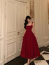 Wine Red Chiffon Straps Long Evening Dress Party Dress, Wine Red Chiffon Prom Dress