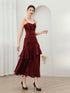 Wine Red Mermaid Straps Long Evening Dress Formal Dress, Wine Red Satin Prom Dress