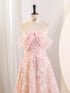 Lovely Pink Tulle and Lace A-line Off Shoulder Party Dress, Pink Tulle Prom Dress
