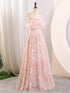 Lovely Pink Tulle and Lace A-line Off Shoulder Party Dress, Pink Tulle Prom Dress