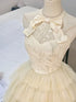 Cute Tulle with Lace Halter Knee Length Homecoming Dress, Cute Tulle Short Party Dress