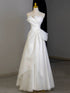 A-Line White Floor Length Organza Satin Formal Dress, White Wedding Party Dress