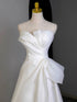A-Line White Floor Length Organza Satin Formal Dress, White Wedding Party Dress