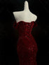 Wine Red Sparkly Sequin Long Off Shoulder Prom Dress, Wine Red Long Formal Dress