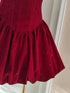 Glitter Wine Red Velvet Strapless Mini Dress, A-line Wine Red Velvet Homecoming Dress