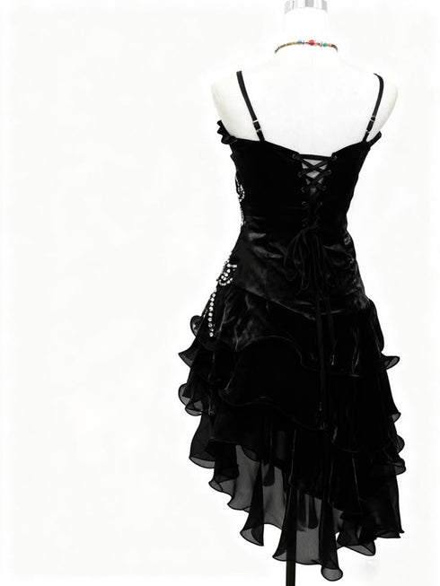 A-line Cute Organza Beaded Layers Straps Homecoming Dress, Sweetheart Short Formal Dress