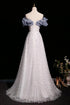 Lovely A-line Sequins Off Shoulder Long Party Dress, Sweetheart Floor Length Prom Dress
