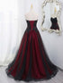 Black and Red Gothic Sweetheart Long Party Dress, A-line Tulle with Lace Evening Dress Party Dress