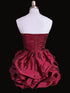 Wine Red Strapless Taffeta Scoop Short Homecoming Dress, Wine Red Taffeta Short Party Dress