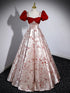 Lovely Satin Short Sleeves Floral Long Party Dress, Sweetheart Satin Prom Dress Evening Dress