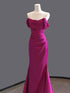 Chic Mermaid Off Shoulder Floor Length Party Dress, Scoop Satin Formal Dress