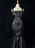 Black Mermaid Straps Long Party Dress Formal Dress, Black Mermaid Evening Dress