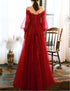 Wine Red Prom Dress Lace Evening Dress Party Dress, A-line Wine Red Formal Dress