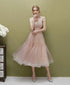 Cute Tea Length Tulle Straps Party Dress, A-line Tulle Formal Dress Evening Dress