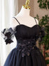 Navy Blue Tulle Short Homecoming Dress, Sweetheart Off Shoulder Navy Blue Short Prom Dress
