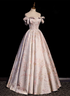 Pink Statin Off Shoulder Floral Long Party Dress, Pink Sweetheart Prom Dress Evening Dress