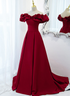 Off Shoulder Wine Red Sweetheart Long Party Dress, Wine Red Prom Dress Evening Dress