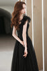 Black Tulle Sweetheart Long Party Dress, Black Beaded Tulle Formal Dress Prom Dress