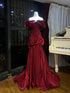 Wine Red Mermaid Off Shoulder Long Formal Dress, Elegant Wine Red Evening Dress