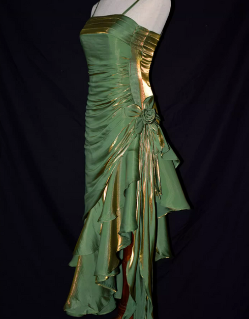 Charming Mermaid High Low Satin Straps Party Dress, Lovely Style Prom Dress