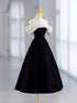 Black A-line Velvet Off Shoulder Lace-up Homecoming Dress, Black Velvet Party Dress
