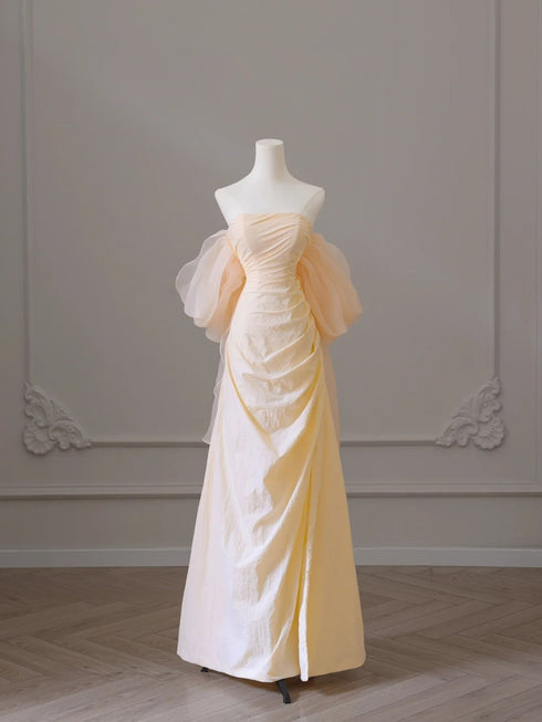 A-line Taffeta Scoop Long Formal Dress Prom Dress, Champagne Party Dress